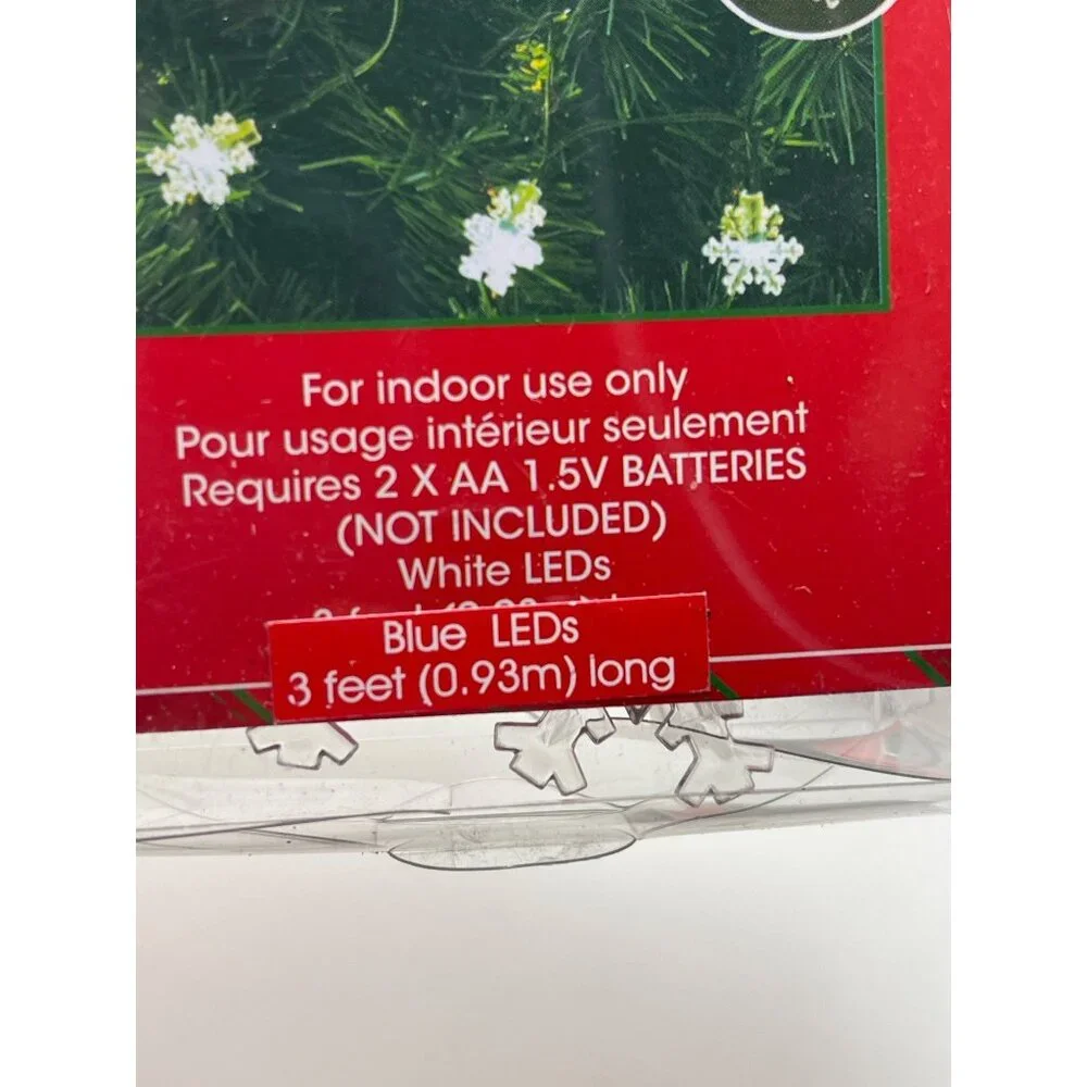 LED Holiday String Lights White 10 Ct‎  Indoor Battery Operated 2 PC.